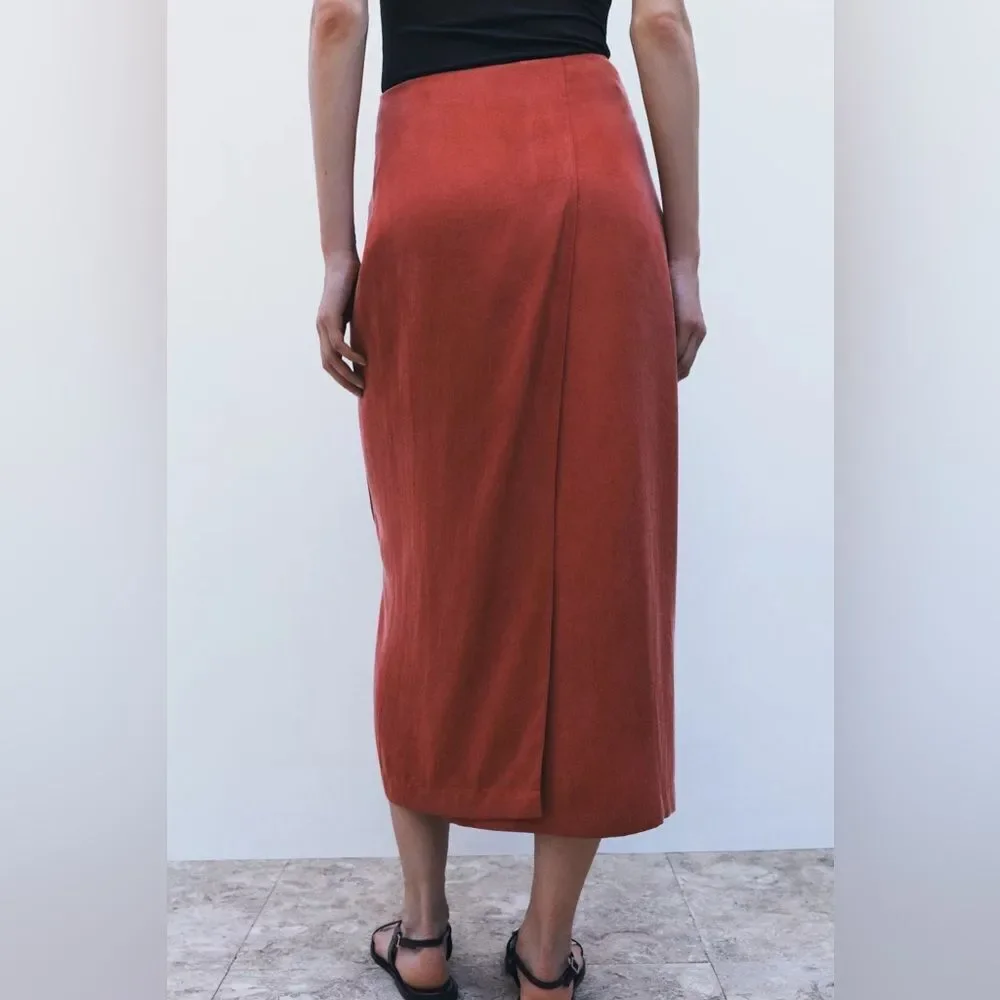 ZARA ZW COLLECTION TIE MIDI SKIRT